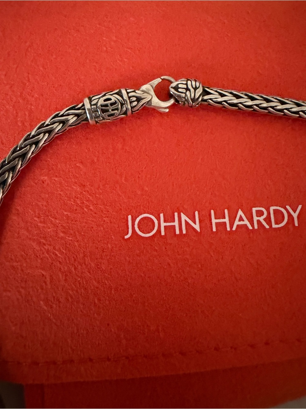 John Hardy Silver Necklace with Red Pouch Accent - Picture 2 of 3